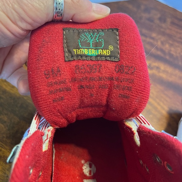 TIMBERLAND Euro Hiker Mid Leather Hiking Boot, 90s Vintage Red/White, Size 9 Y2K - Picture 6 of 13